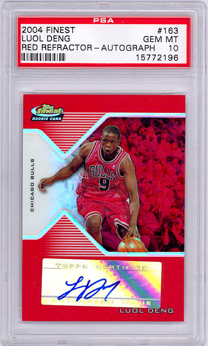 2004-05 Topps Finest Luol Deng Red Refractor Auto PSA 10
