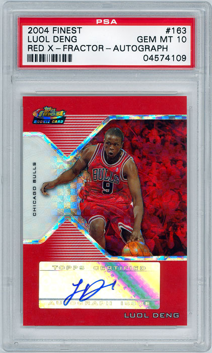 2004-05 Topps Finest Luol Deng Red X-fractor Auto #/59 PSA 10
