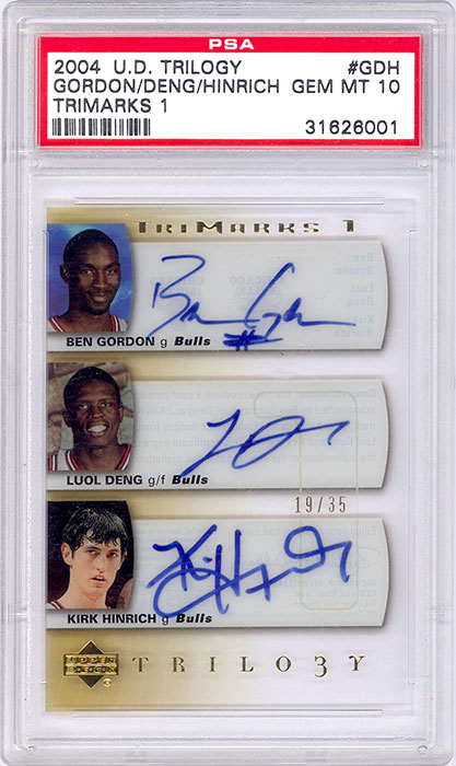 2004-05 UD Trilogy Luol Deng/Ben Gordon/Kirk Hinrich Trimarks 1 Auto /35 #GDH PSA 10
