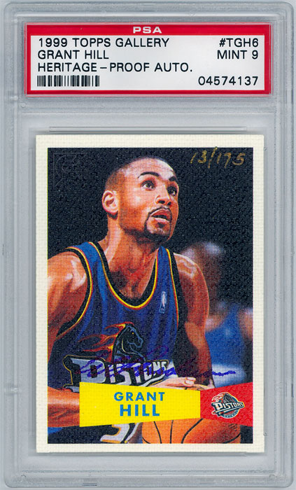 1999-00 Topps Gallery Heritage Grant Hill Artists Proof Auto #TGH6 PSA9
