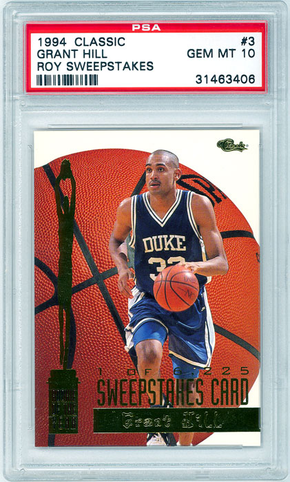 1994 Classic Grant Hill ROY Sweepstakes Redemption #3 PSA 10
